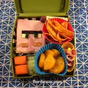 Dr. Trayaurus (or Minecraft villager) sandwich bento (from The Diamond Minecart)